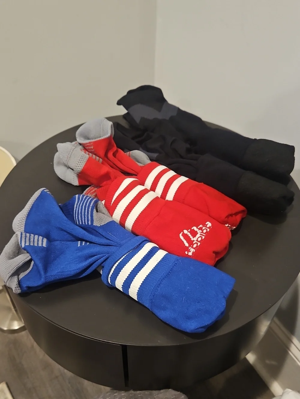 adidas Kids 3-Pack Athletic Socks in Blue, Red & Black